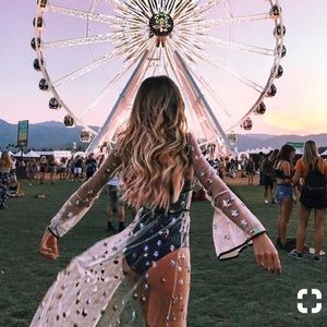Sheer // ⭐️ Star Kimono Dress *coachella*